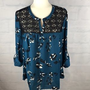 NWT DR2 Daniel Rainn Floral Blouse Size XL